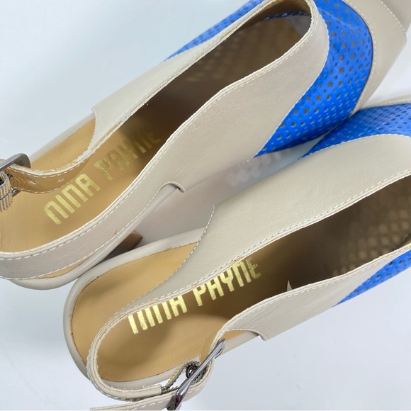 Anthropologie Nina Payne 10.5 11 Slingback Sandal Lina Heels Blue Leather EU 41 - Picture 7 of 10